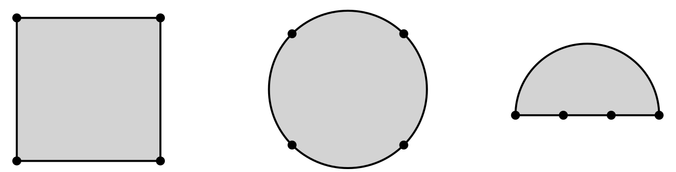 Three shapes that are homeomorphic.
