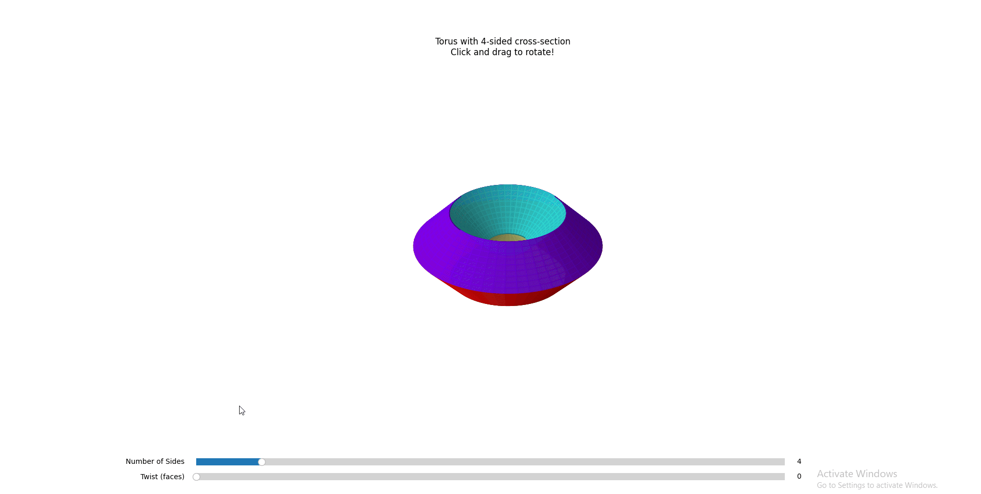 Torus with colored twist faces aligned