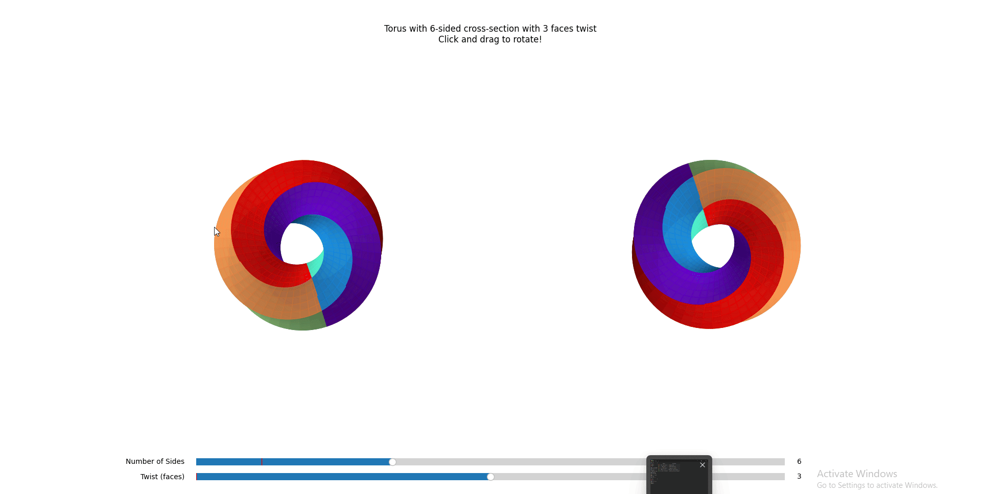 Two toruses side by side showing different perspectives