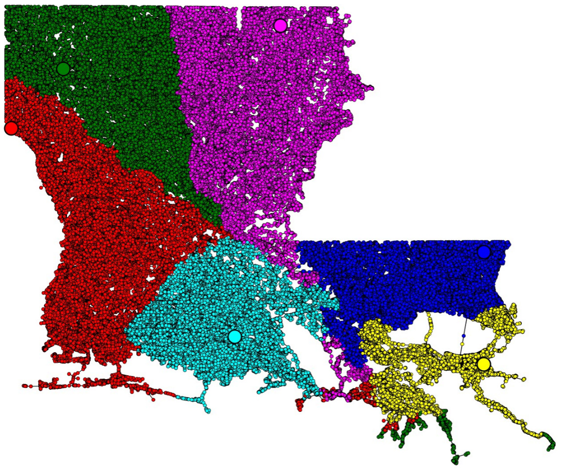 Defining Equitable Geographic Districts in Road Networks via Stable Matching